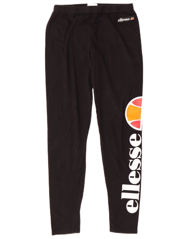 ELLESSE Leggings gráficos para mujer UK 12 Mediano Algodón negro