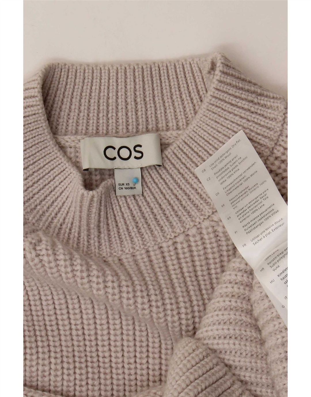 Cos Suéter tipo jersey con cuello alto para mujer UK 6 XS Lana gris