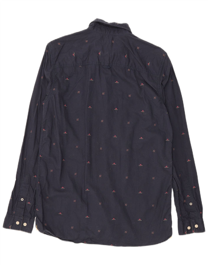 JACK & JONES Mens Abstract Pattern Shirt Medium Navy Blue Cotton