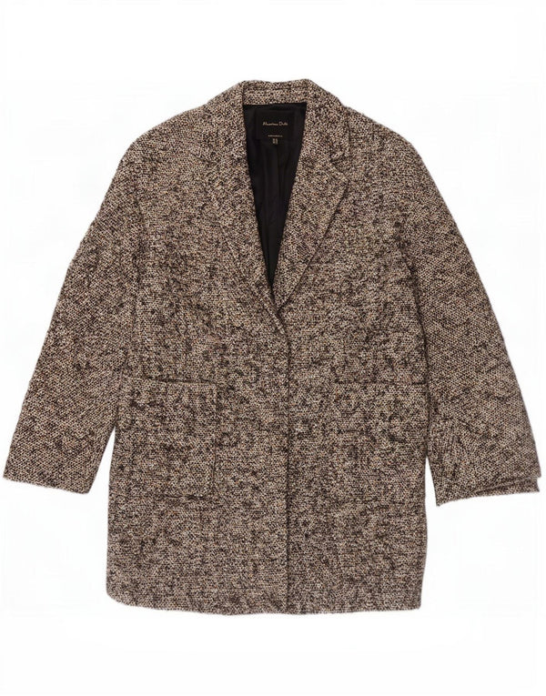 Massimo Dutti Abrigo Manga 3/4 Mujer EU 38 Small Marrón Moteado
