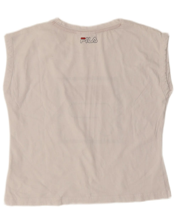 Fila Camiseta gráfica para mujer Top UK 10 Small White