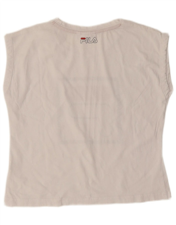 Fila Camiseta gráfica para mujer Top UK 10 Small White