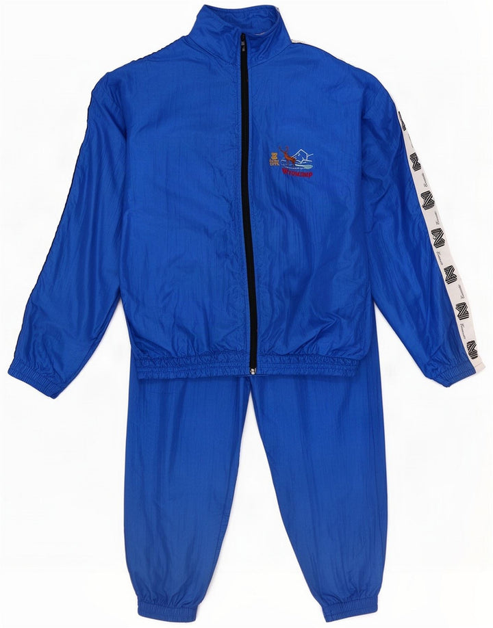 Chándal completo con gráfico vintage para hombre Bloque de color azul pequeño