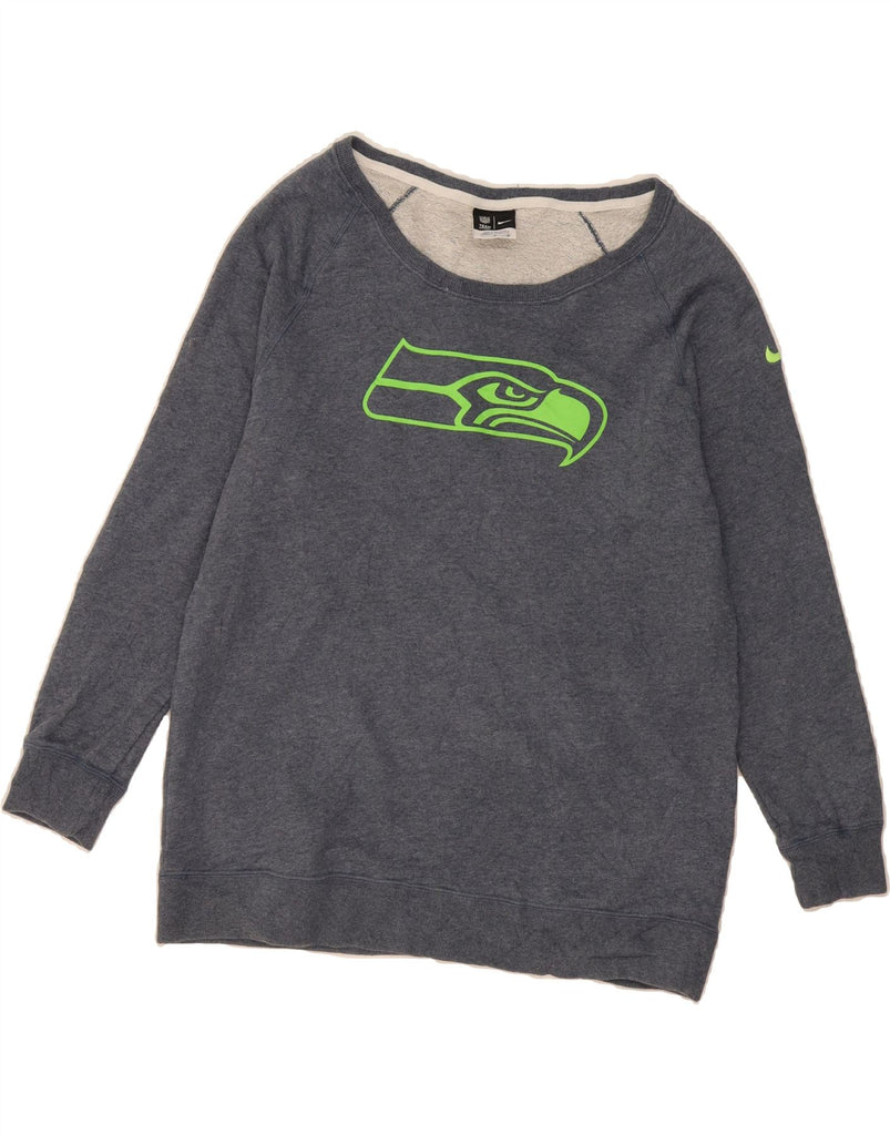 NIKE Womens Seattle Seahawks Sweatshirt Jumper UK 14 Medium Navy Blue Vintage Nike and Second-Hand Nike from Messina Hembry 