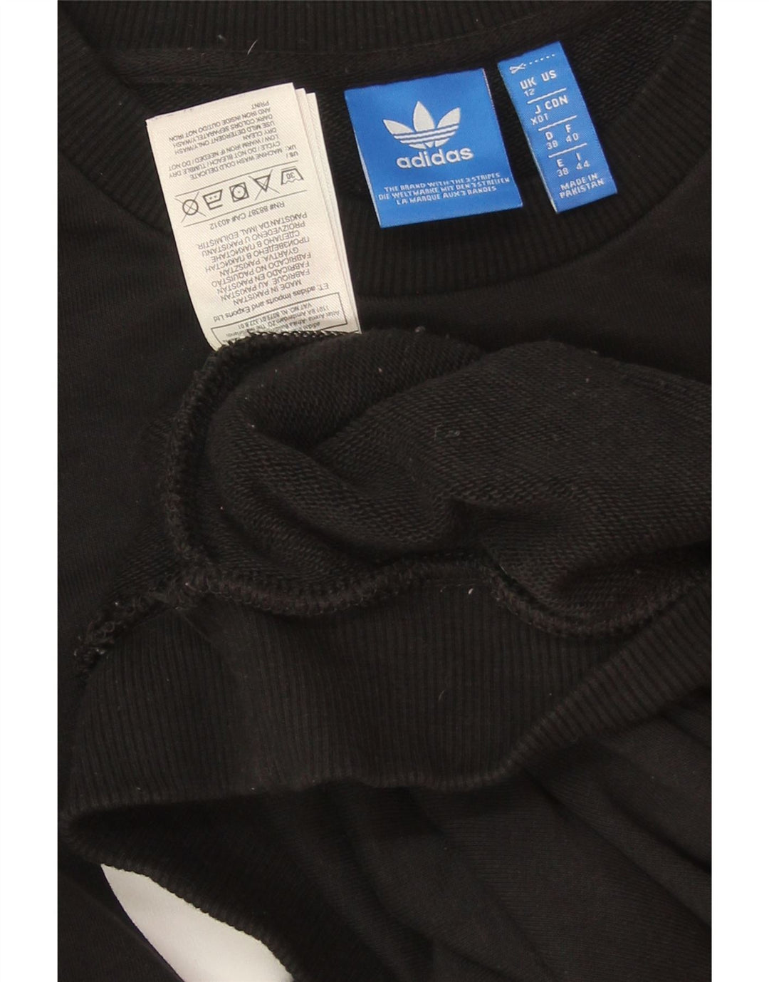 ADIDAS Womens Oversized Graphic Sweatshirt Jumper UK 12 Medium Black Vintage Adidas and Second-Hand Adidas from Messina Hembry 