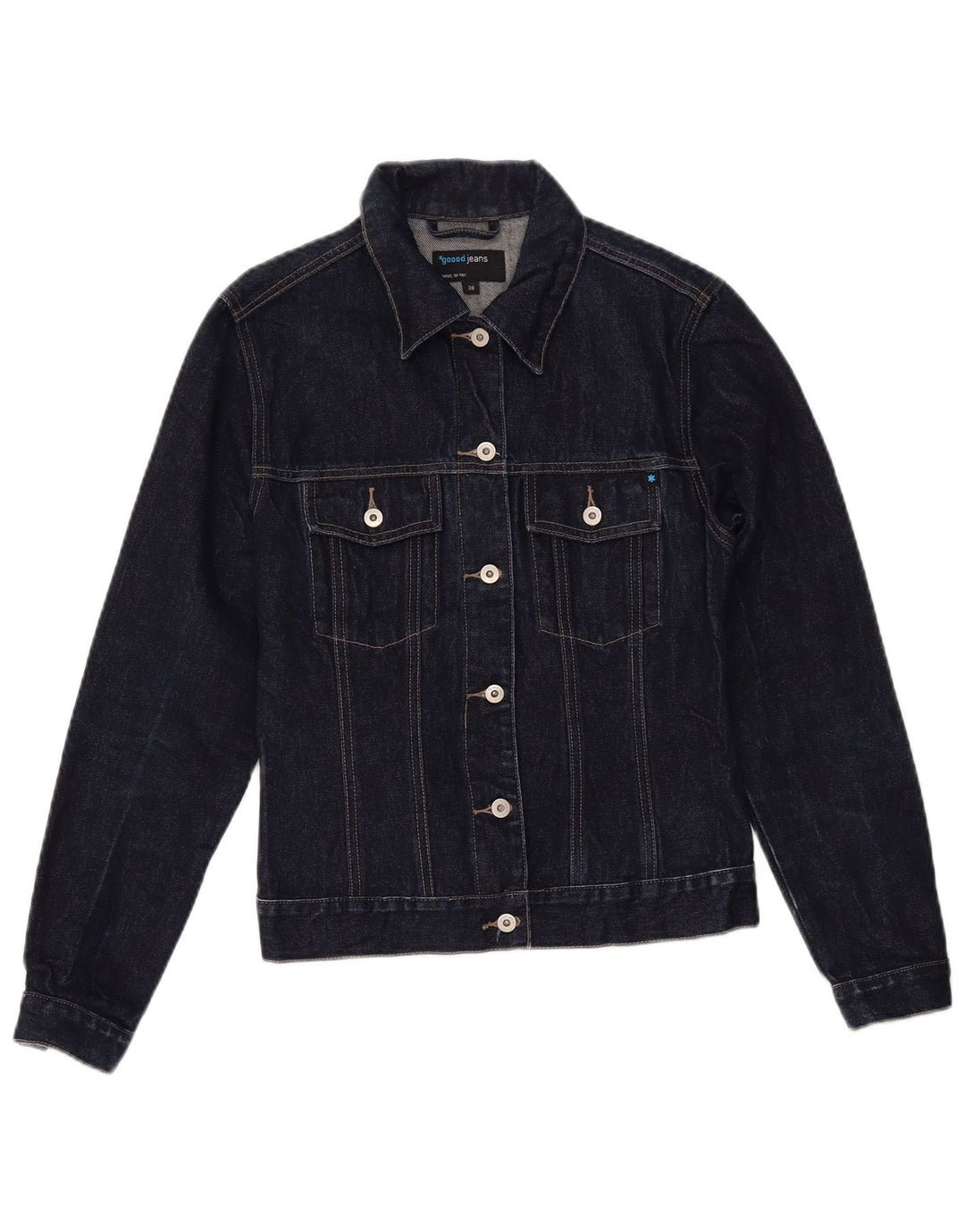 VINTAGE Chaqueta vaquera para mujer EU 38 Algodón azul marino medio