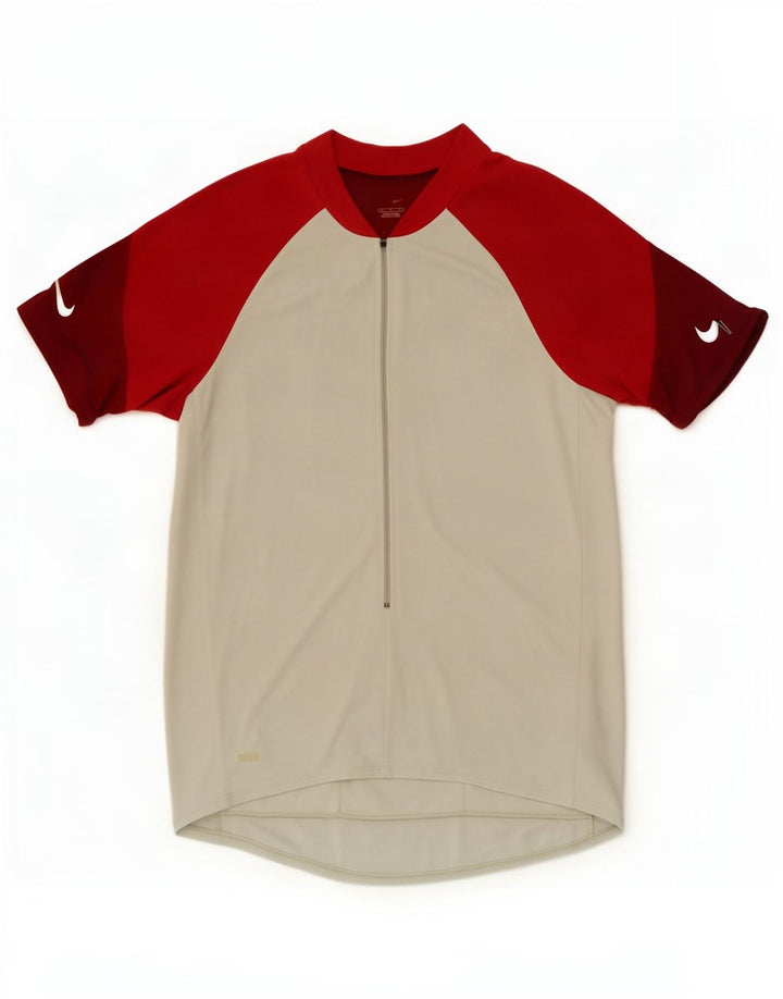 Nike Camiseta con cuello y cremallera para hombre Top grande gris color block Poliéster