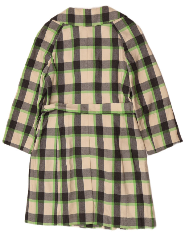 Vintage mujer abrigo Reino Unido 12 medio multicolor comprobar nueva lana