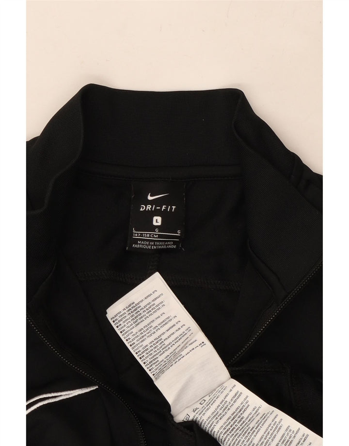 NIKE Boys Dri Fit Graphic Tracksuit Top Jacket 12-13 Years Large Black Vintage Nike and Second-Hand Nike from Messina Hembry 
