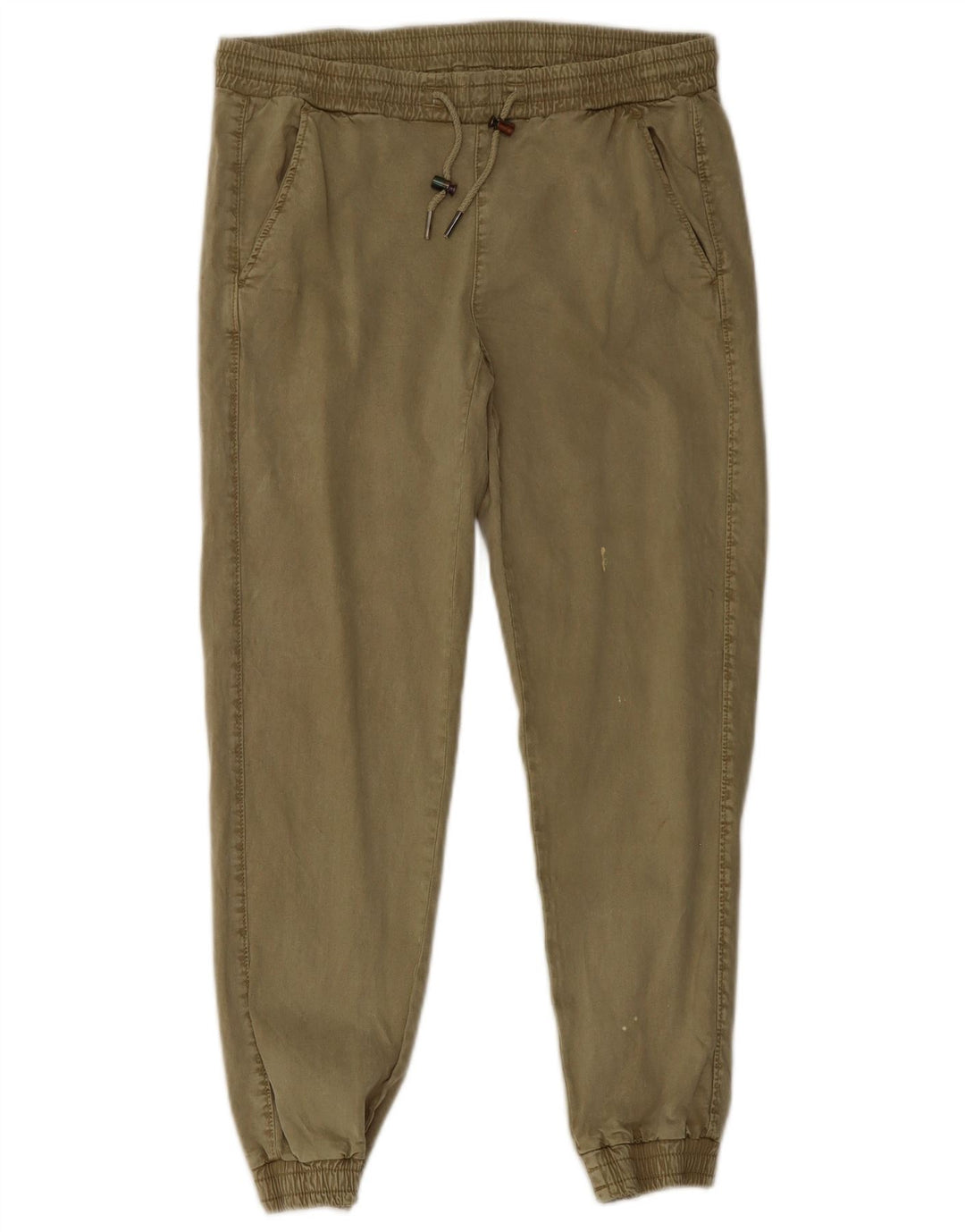 Zara Mujer Pantalones Joggers Pequeño W26 L26 Caqui Lyocell