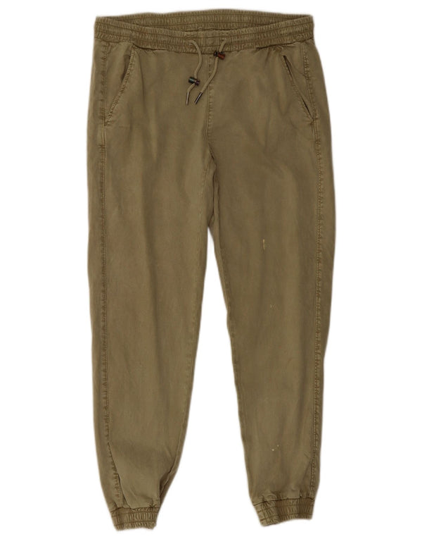 Zara Mujer Pantalones Joggers Pequeño W26 L26 Caqui Lyocell