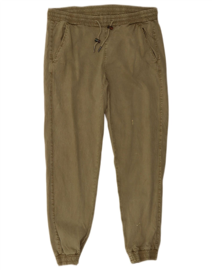 Zara Mujer Pantalones Joggers Pequeño W26 L26 Caqui Lyocell