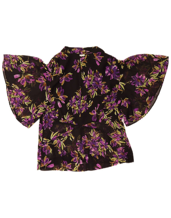 Guess Blusa Batwing para Mujer Top UK 8 Small Negro Floral Poliéster