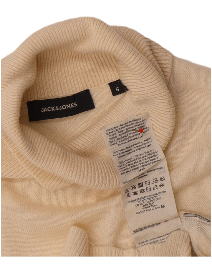 Jack & Jones Jersey con cuello vuelto para hombre, talla pequeña, de algodón blanco roto
