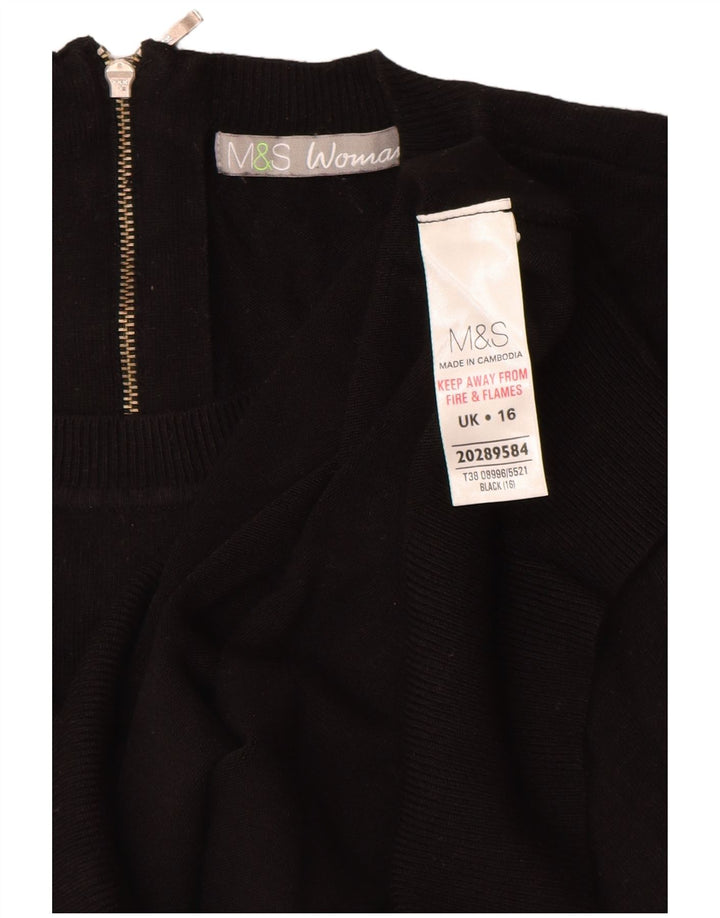 MARKS & SPENCER Suéter tipo jersey con cuello redondo para mujer UK 46 Grande Negro