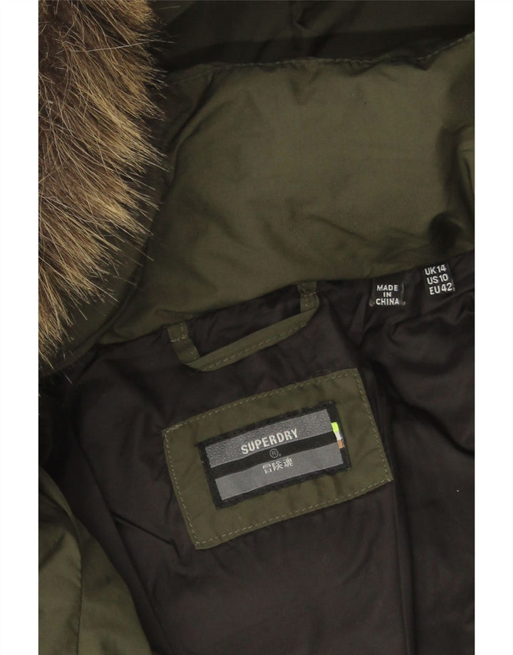 Superdry Abrigo acolchado con capucha para mujer UK 44 Poliéster caqui grande