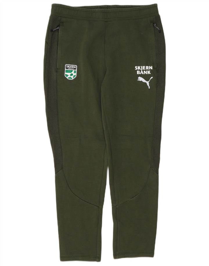 PUMA Pantalones de chándal con estampado gráfico de algodón verde grande para hombre