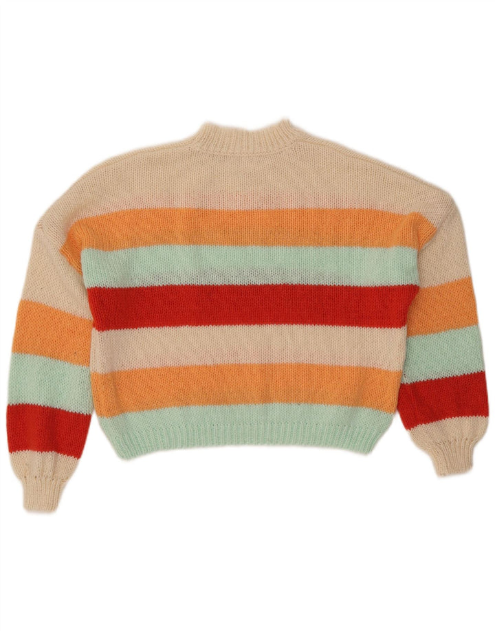 VINTAGE Mujer Turtle Neck Jumper Suéter Reino Unido 10 Pequeño Multicolor