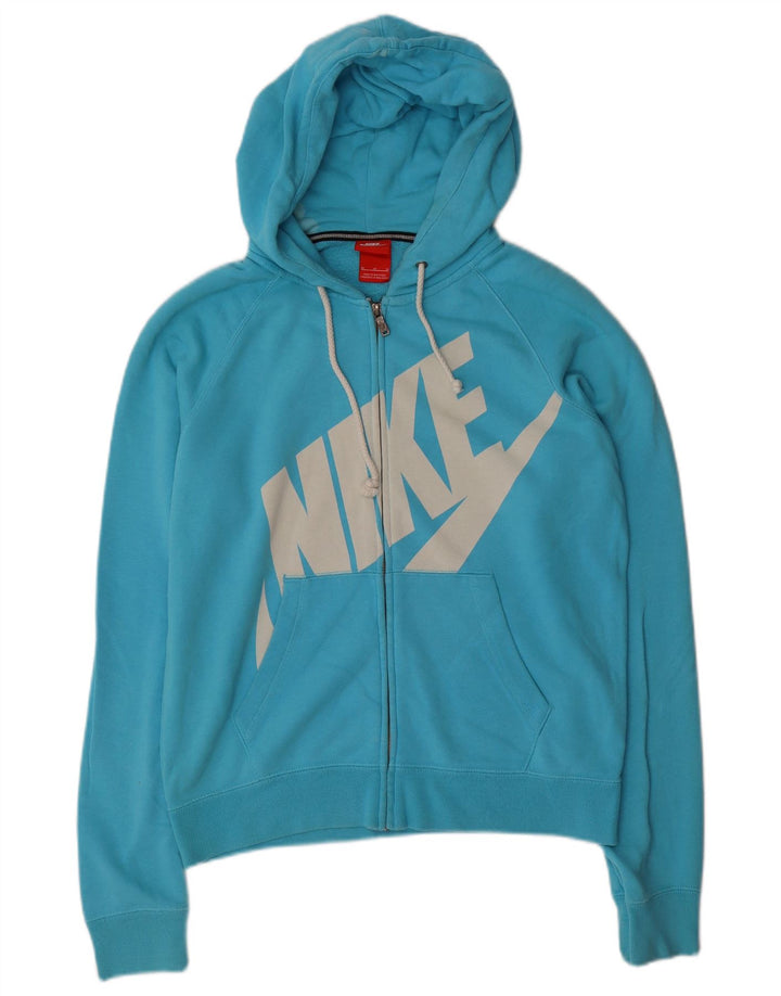 NIKE Sudadera con capucha y cremallera gráfica para mujer Reino Unido 40 Algodón azul medio
