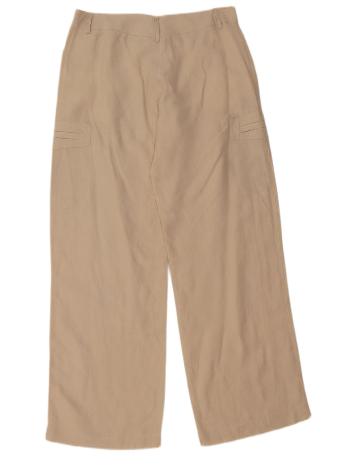 Vintage mujer pantalones cargo rectos IT 46 Grande W32 L32 Lino Beige