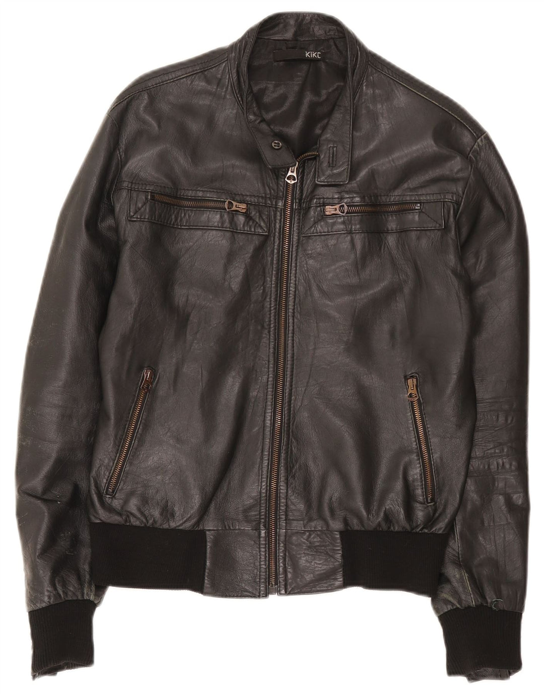 Kikc Chaqueta de cuero para hombre UK 38 Medium Black