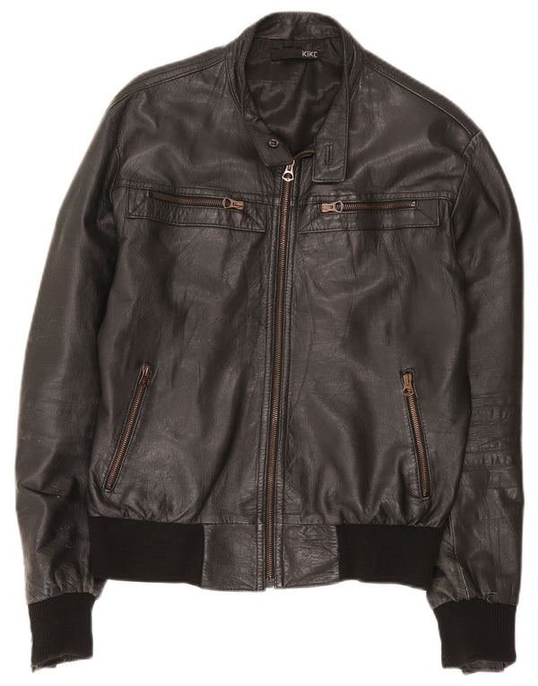 Kikc Chaqueta de cuero para hombre UK 38 Medium Black