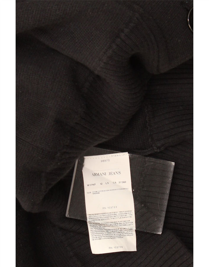 ARMANI JEANS Suéter Cárdigan para Mujer UK 12 Mediano Algodón Negro