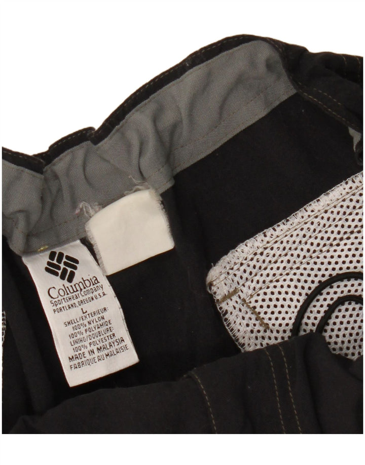 Pantalón cortavientos COLUMBIA para hombre, talla grande, nailon negro