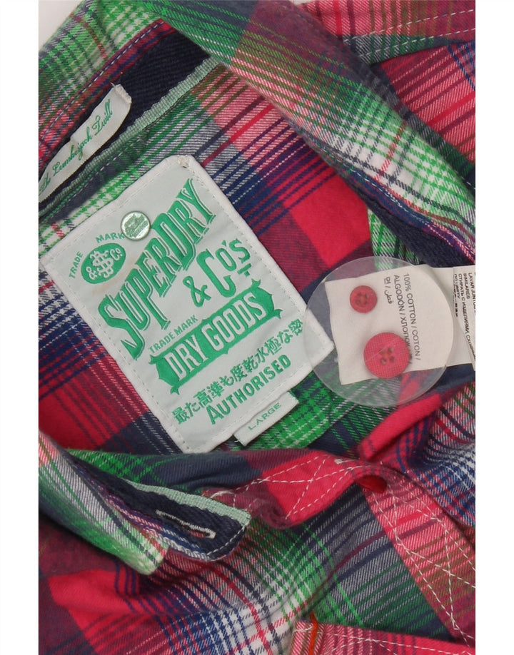 Camisa Superdry para mujer Reino Unido 44 Algodón a cuadros rosa grande