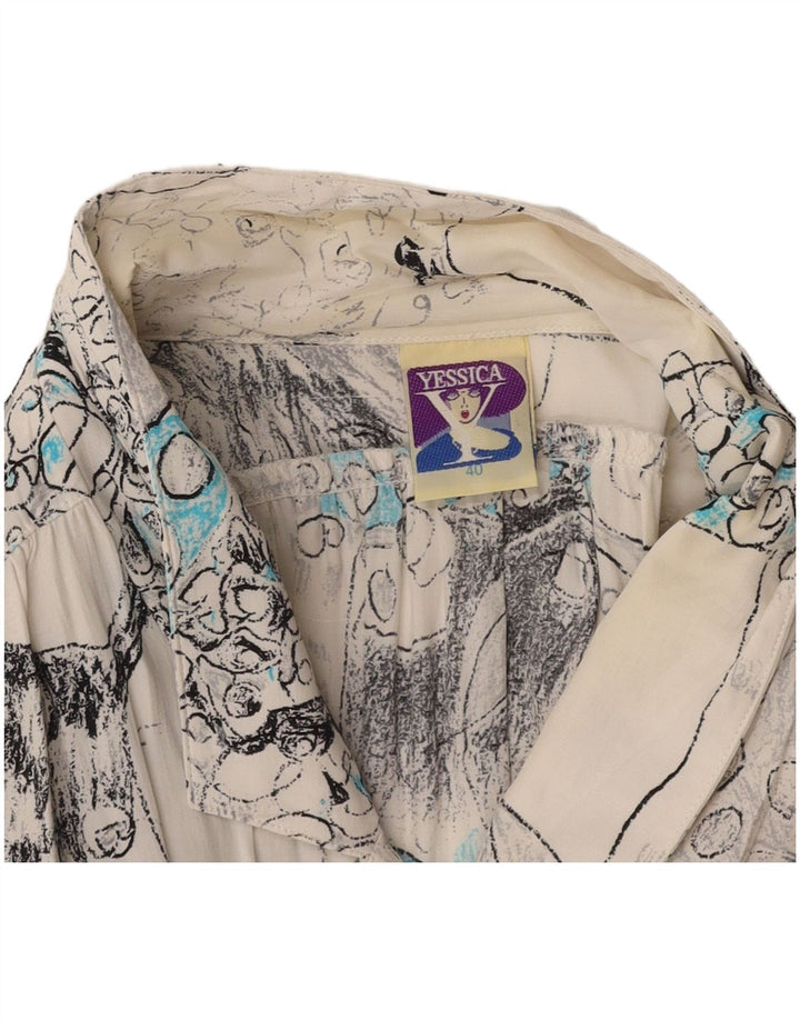 YESSICA Vestido acampanado con estampado abstracto extragrande para mujer EU 40 Medium White