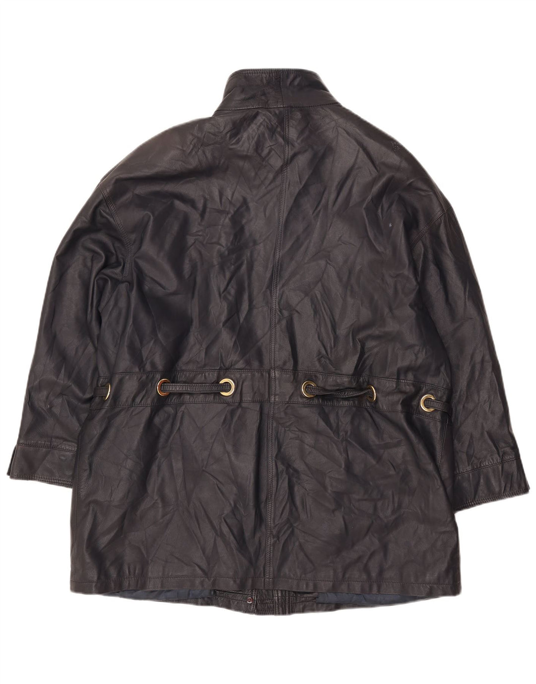 PER ME Chaqueta de cuero para mujer UK 22 2XL Cuero negro