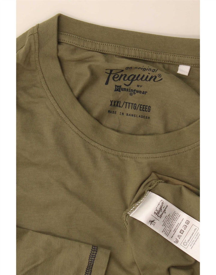 Camiseta Penguin Hombre Top 3XL Algodón Verde