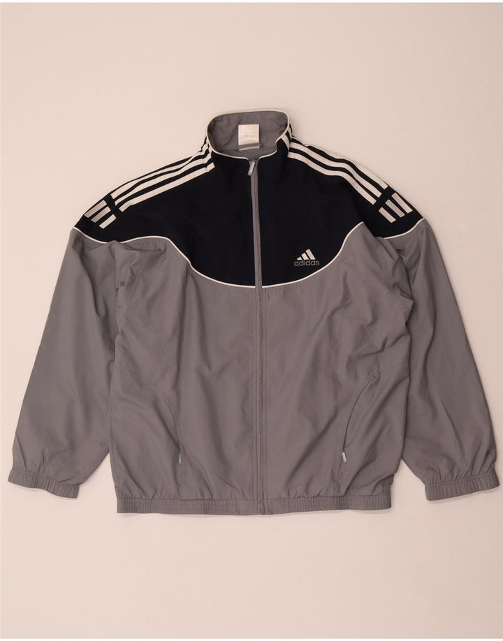 Adidas - Chaqueta de chándal para hombre, talla 38/40, color gris medio, poliéster