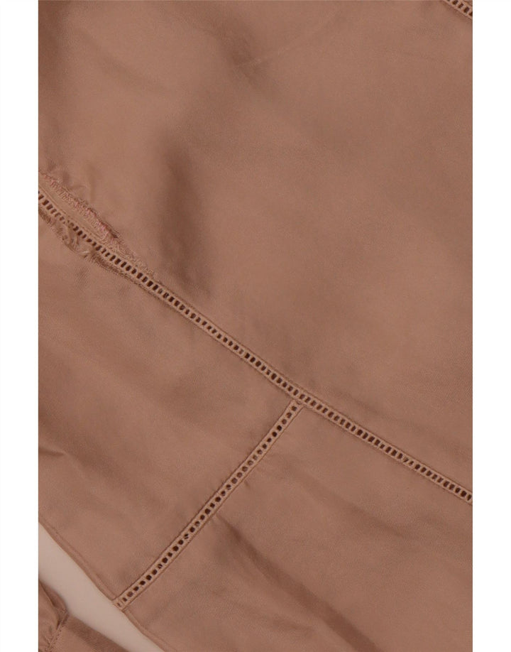 JIGSAW Blusa de manga 3/4 para mujer UK 10 Small Beige Silk