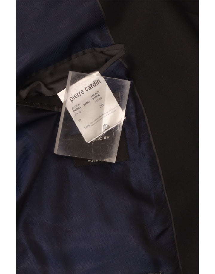Pierre Cardin Chaqueta tipo blazer con 1 botón para hombre UK 40 Grande Lana virgen negra