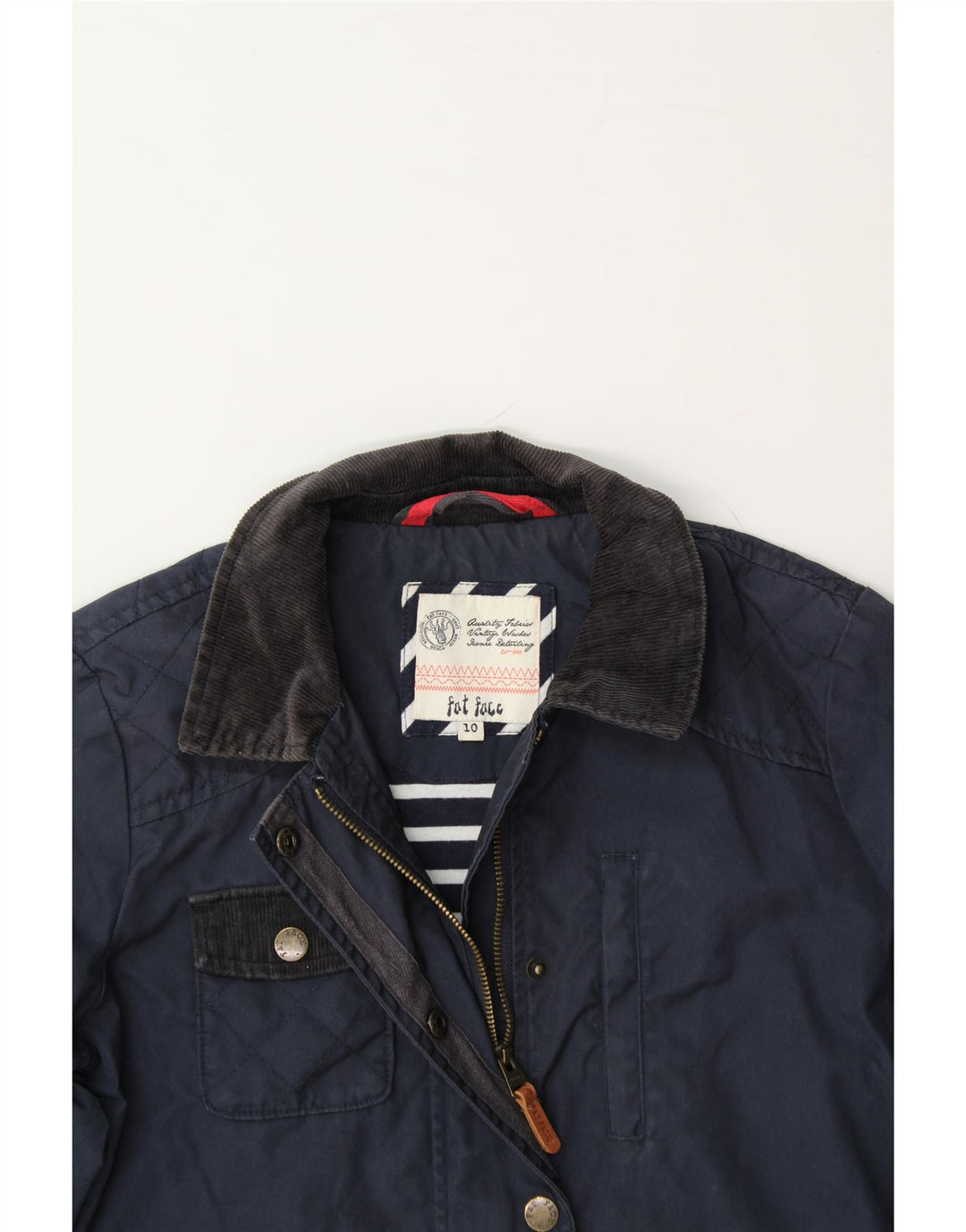 FAT FACE Womens Utility Jacket UK 10 Small Navy Blue Cotton Vintage Fat Face and Second-Hand Fat Face from Messina Hembry 