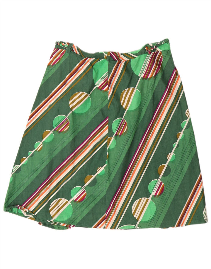Vintage mujer A-Line falda W30 verde medio geométrico