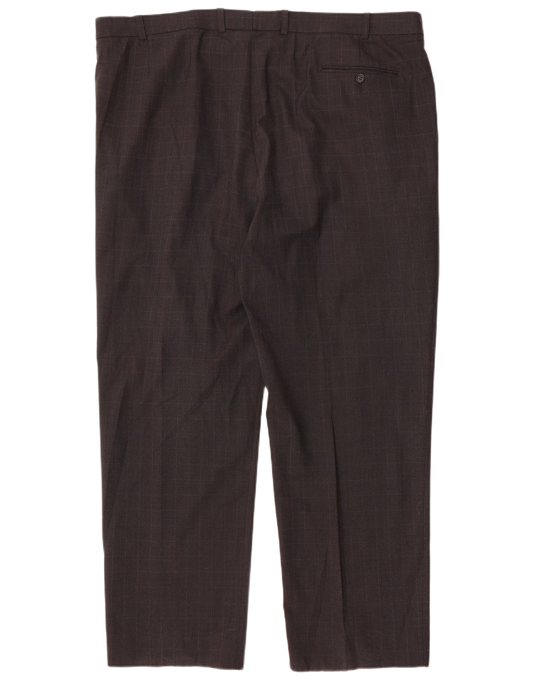 Marks & Spencer Pantalón de traje recto para hombre W44 L31 Poliéster a cuadros gris