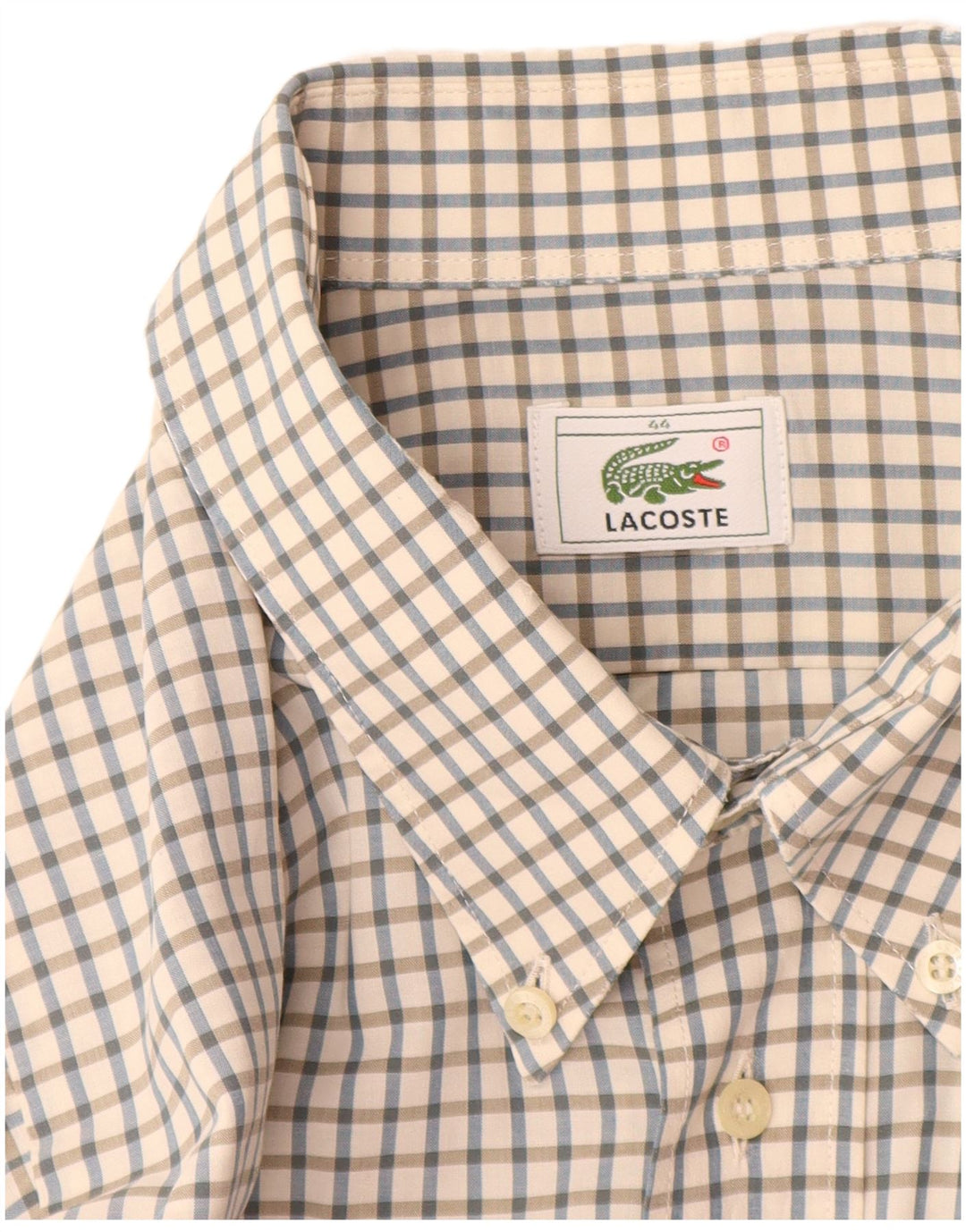 Camisa Lacoste Hombre Talla 44 XL Algodón Vichy Blanco