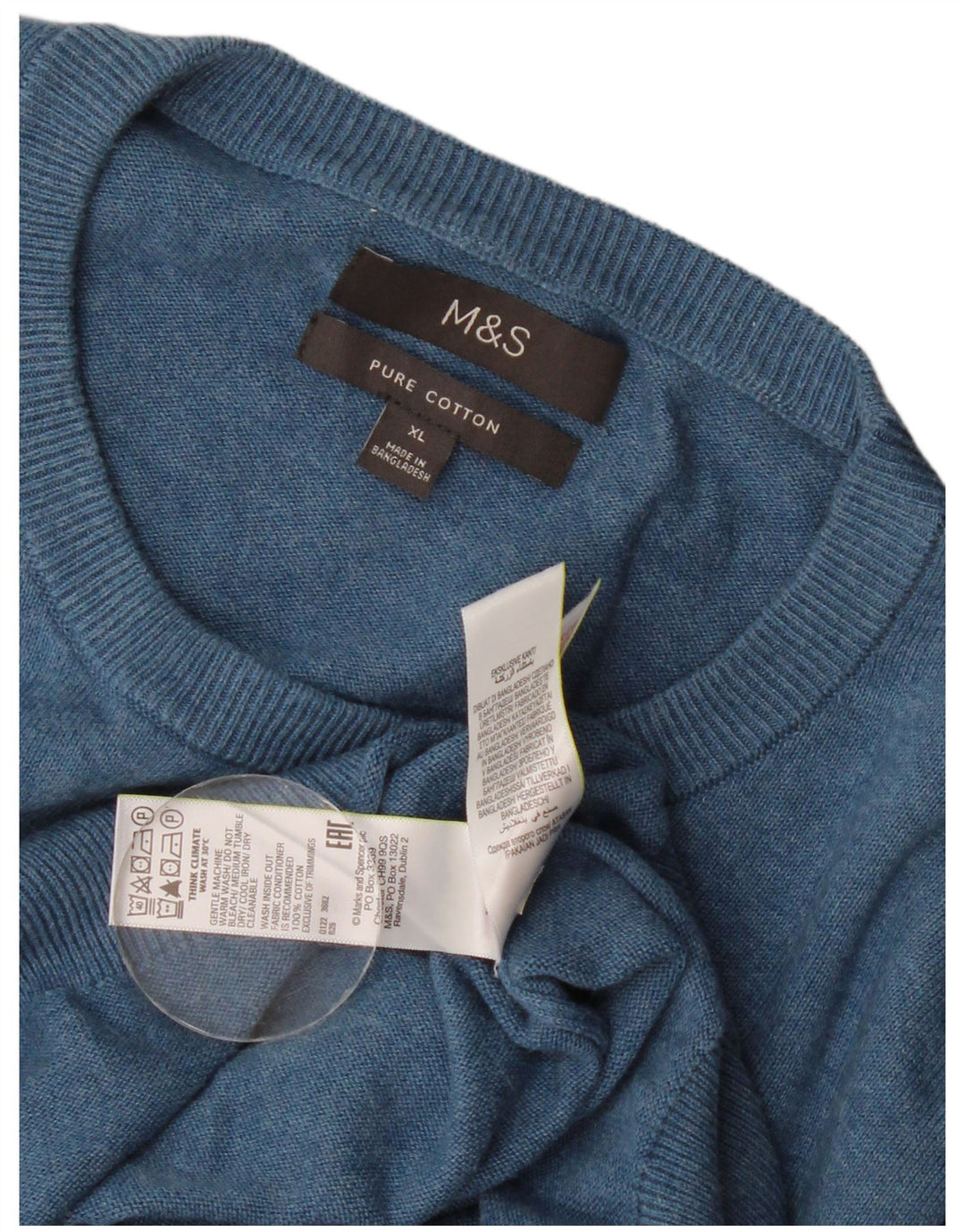 Marks & Spencer Jersey de cuello redondo para hombre XL Algodón azul