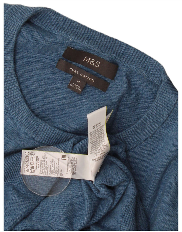 Marks & Spencer Jersey de cuello redondo para hombre XL Algodón azul