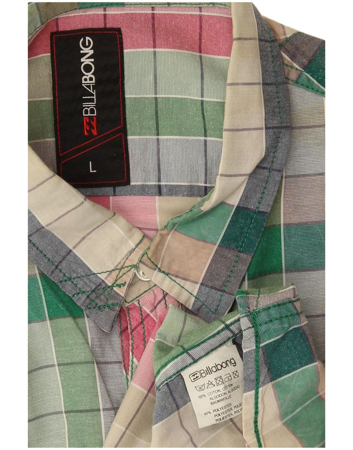 Billabong Camisa De Manga Corta Para Hombre De Algodón Con Cuadros Multicolores Grandes