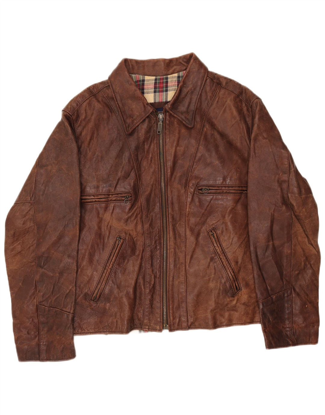 Americanino Chaqueta de cuero extragrande para mujer UK 46 Cuero marrón grande