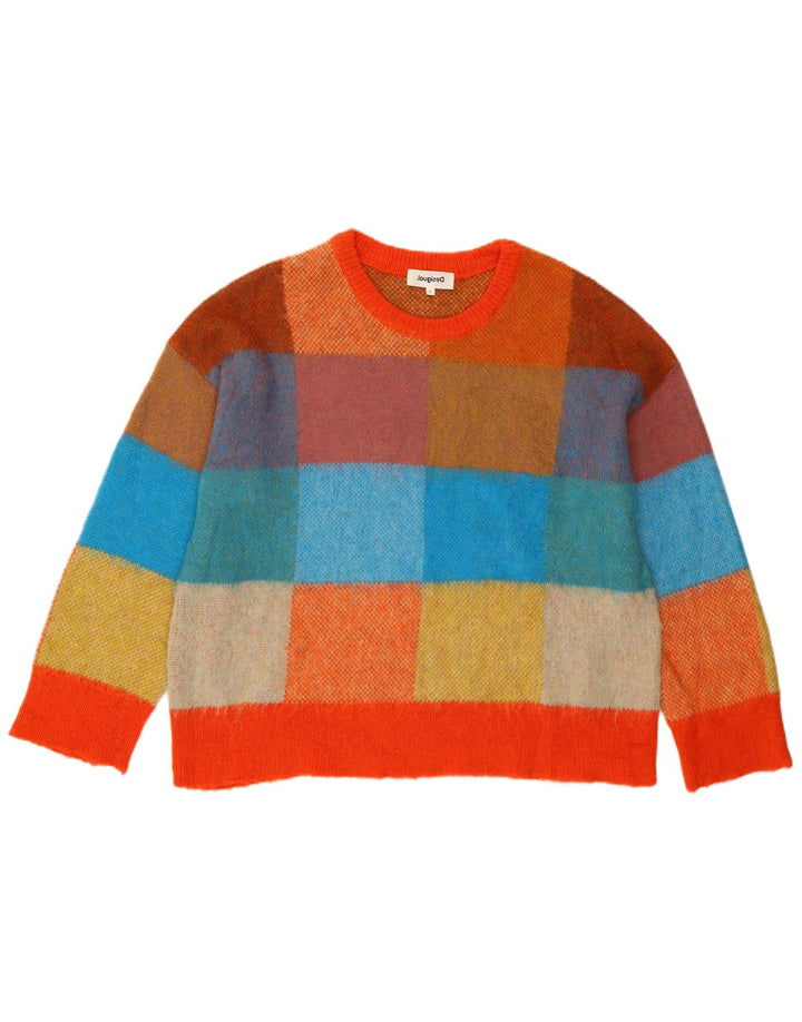 Desigual - Jersey de cuello redondo para mujer, talla 40, talla grande, acrílico multicolor