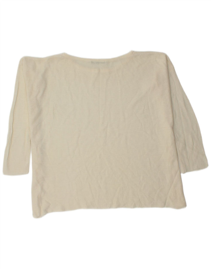 Zara Mujer Jersey De Gran Tamaño Con Cuello Barco UK 14 Medium Off White