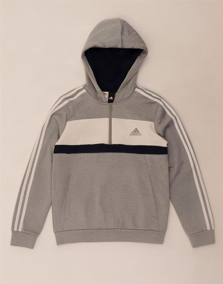 Adidas Sudadera con capucha para niños 11-12 años Gris Colorblock Poliéster