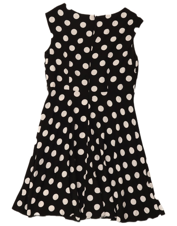 Wallis Vestido acampanado sin mangas para mujer UK 44 Grande Viscosa de lunares negros