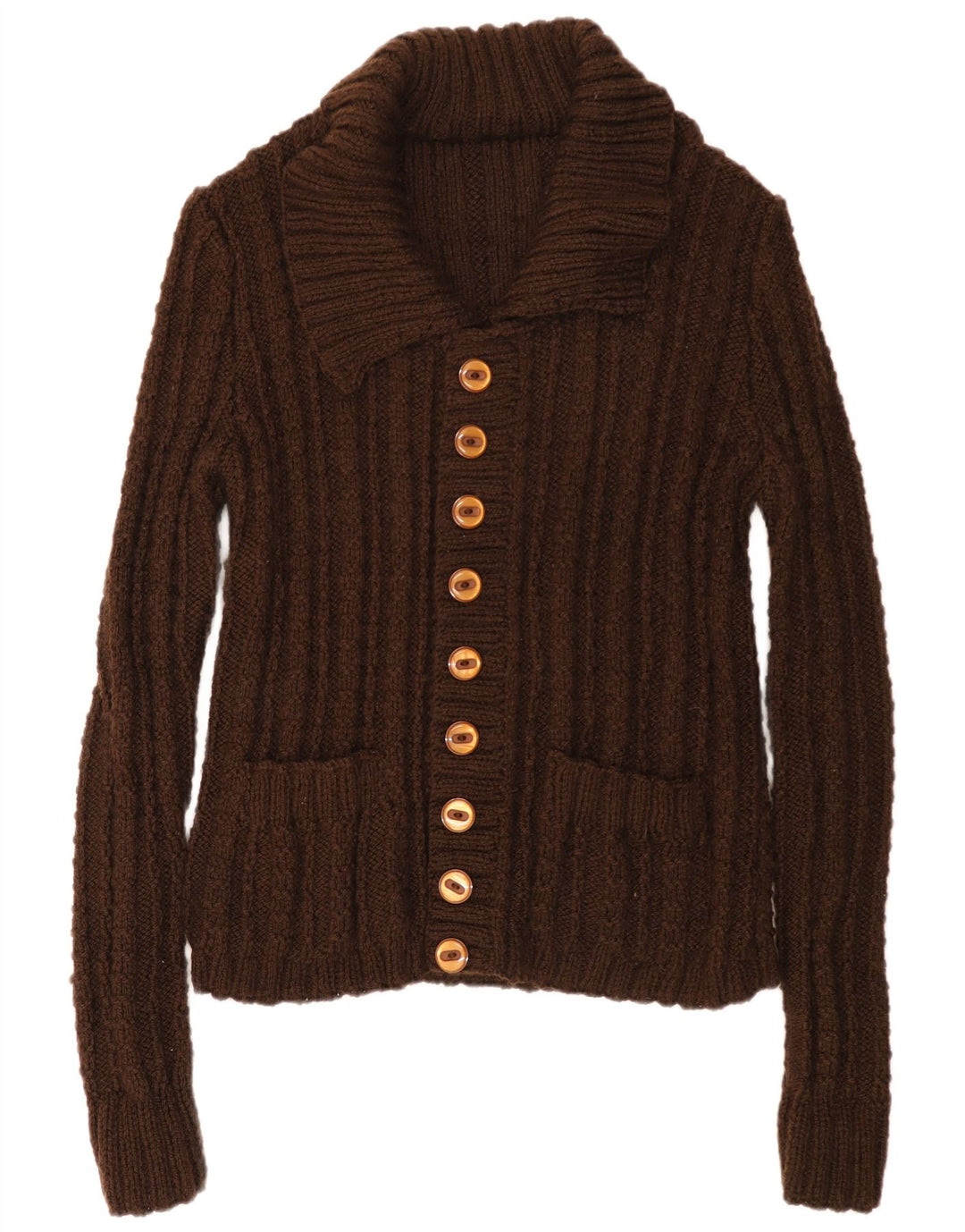 Vintage mujer Cardigan suéter Reino Unido 18 XL marrón