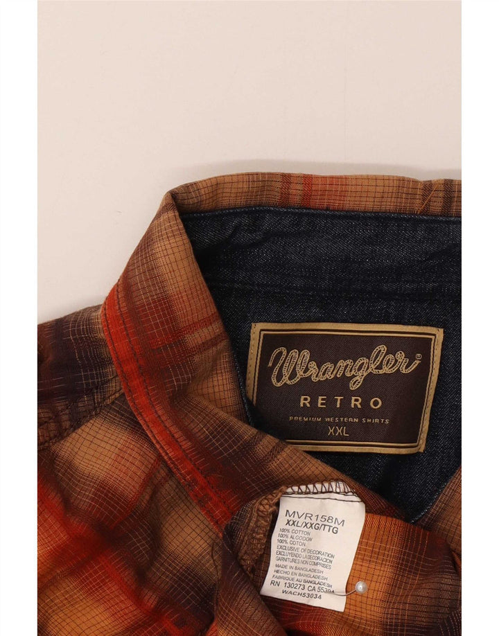 Wrangler Camisa retro para hombre 2XL Algodón a cuadros marrón