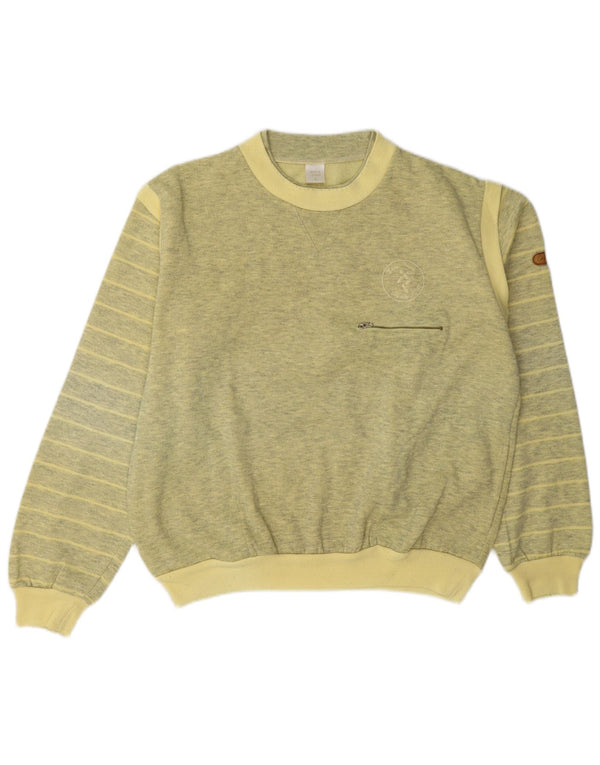 Vintage hombres sudadera jumper grande amarillo rayas